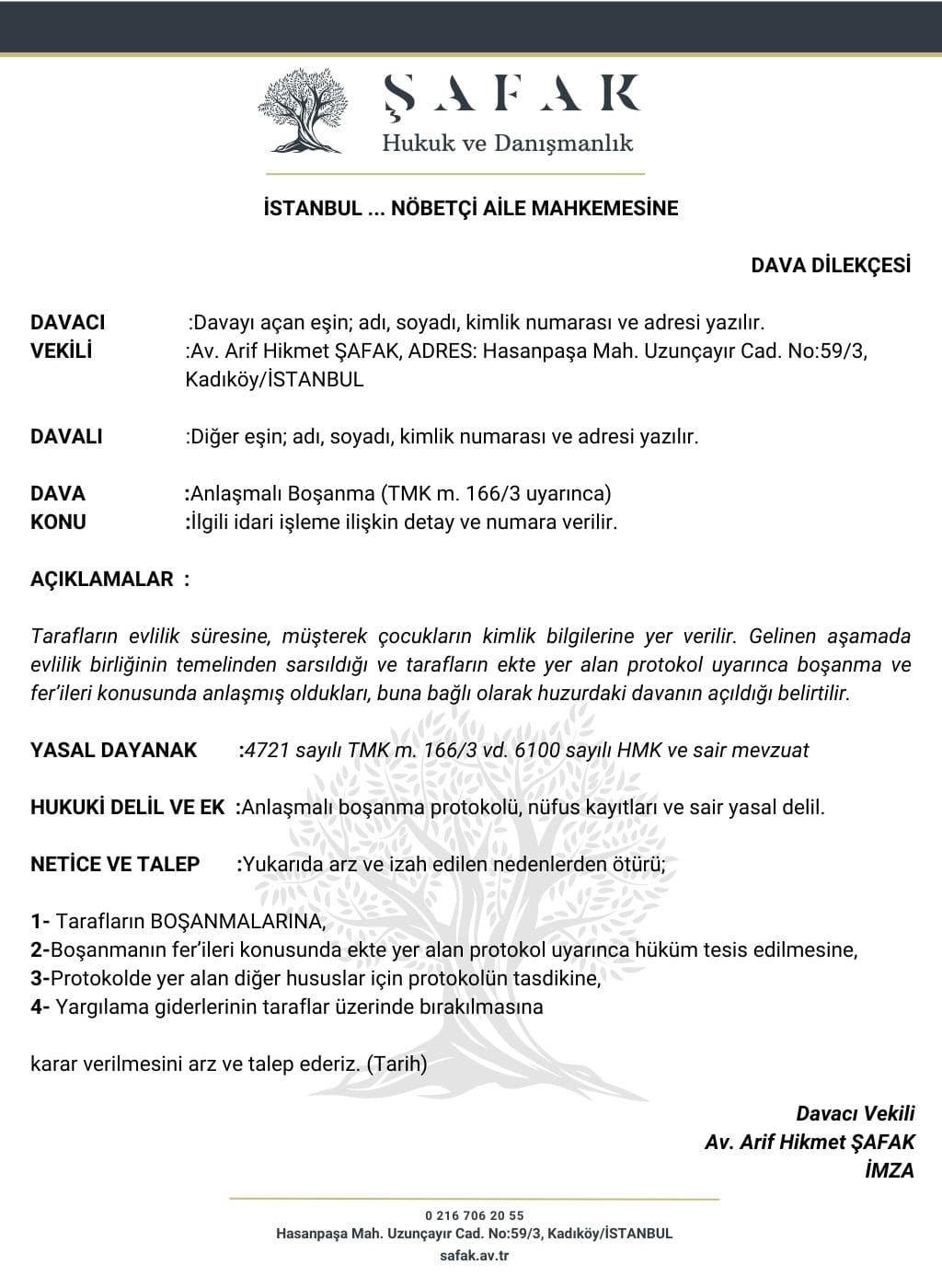 Anlaşmalı Boşanma Dilekçesi Örneği